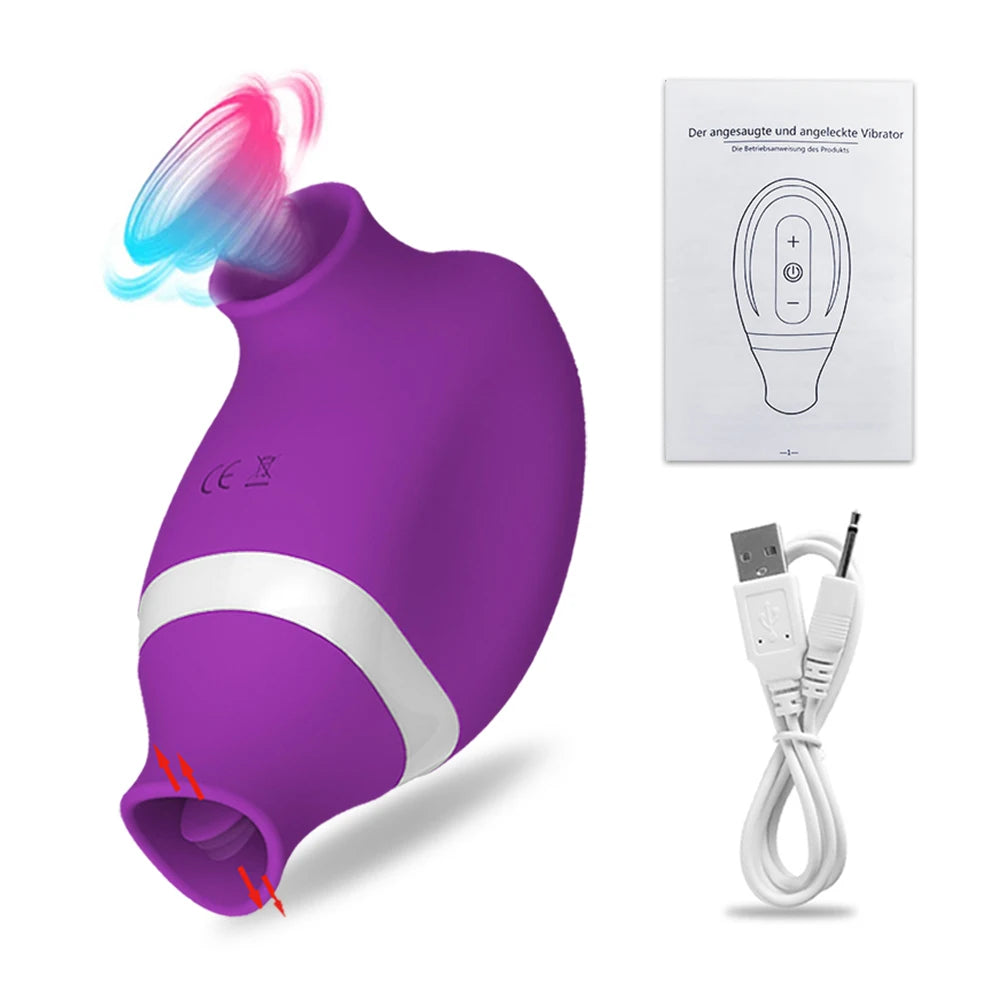 2-in-1 Suction & Flexible Tongue Personal Massager