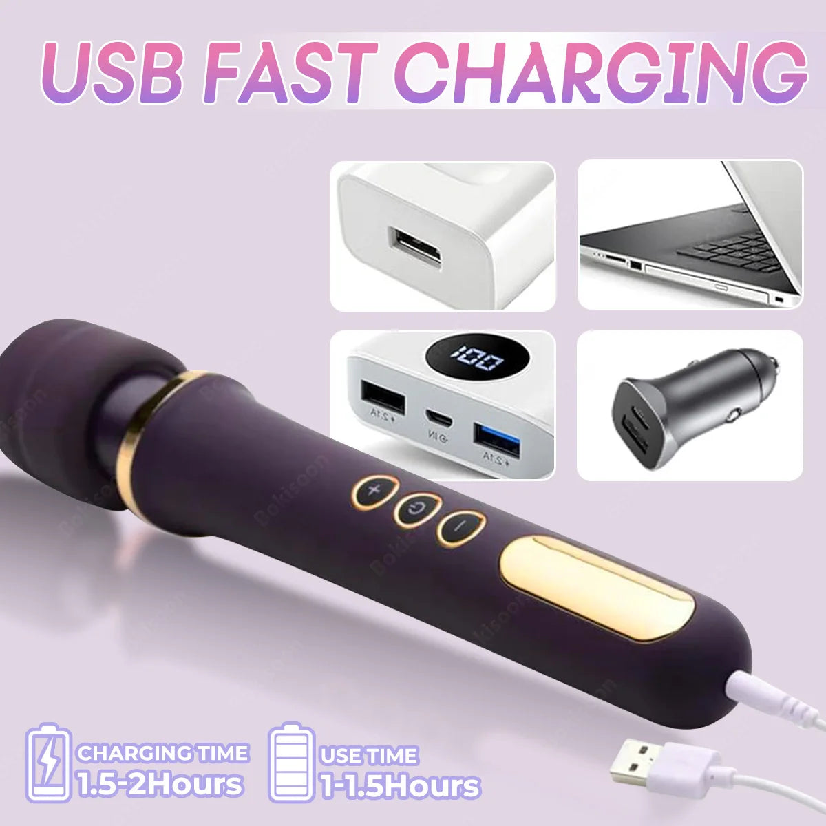 Rechargeable Wand Massager with 10 Vibration Modes