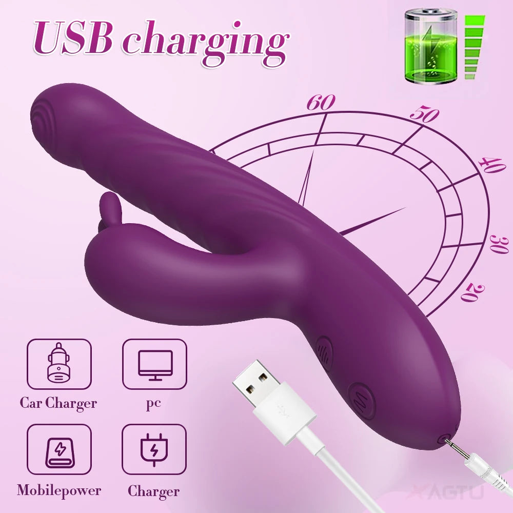 Thrusting Rabbit Massager with 20 Vibration Modes