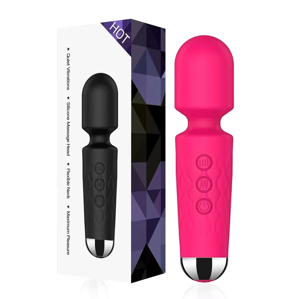 Mini Rechargeable Wand Massager with 20 Vibration Modes