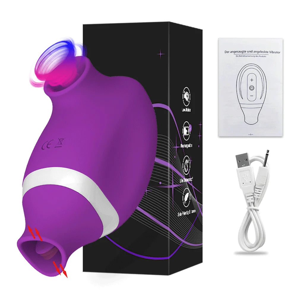 2-in-1 Suction & Flexible Tongue Personal Massager
