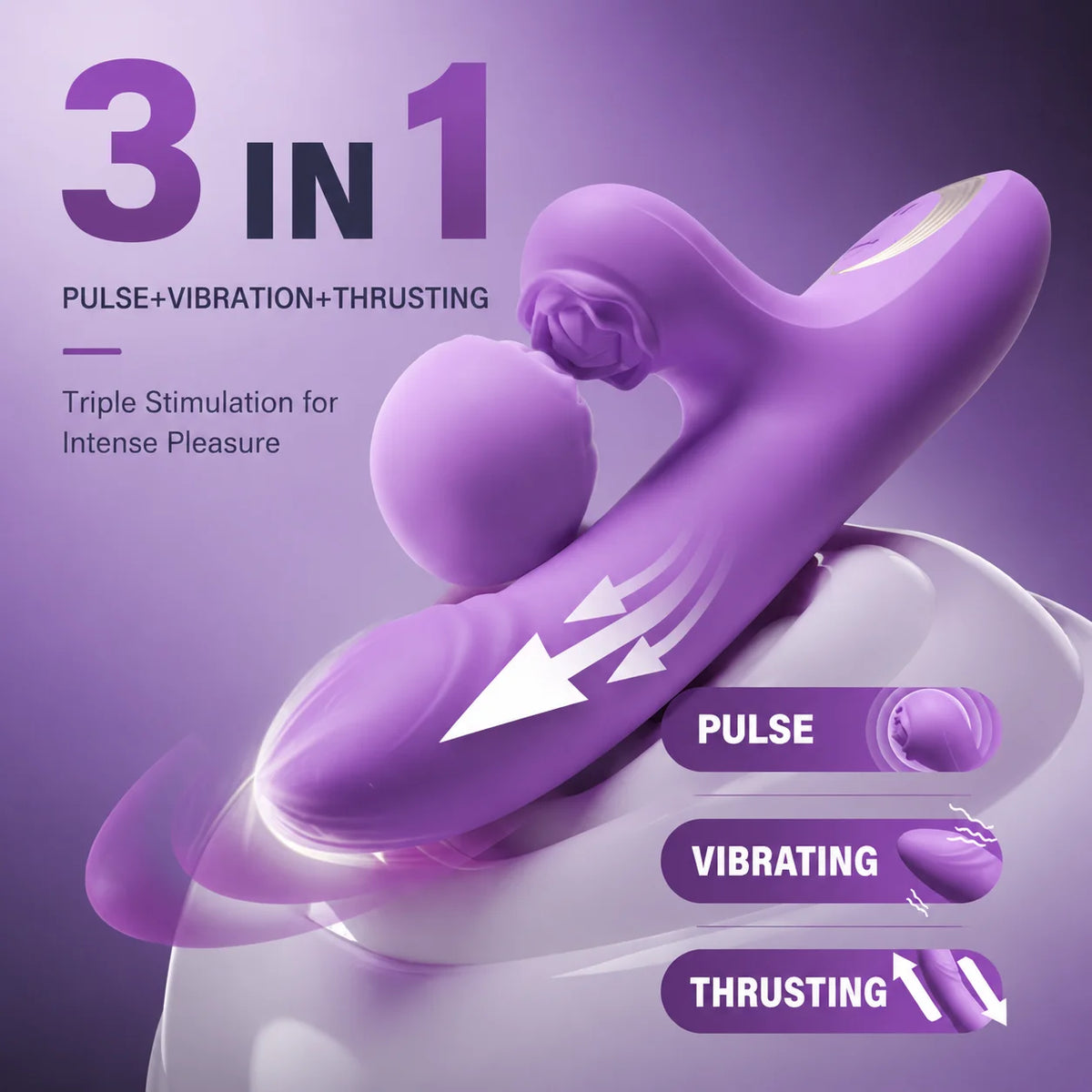 3-in-1 Thrusting & Vibration Rabbit Massager